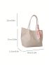 Small Shoulder Tote Bag Beige Twilly Scarf Decor For Daily