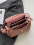 Litchi Embossed Square Bag Baby Pink Flap For Daily