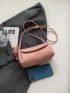 Litchi Embossed Square Bag Baby Pink Flap For Daily