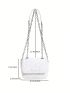 Mini Square Bag Letter Patch White Stitch Detail Chain Strap