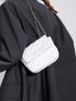 Mini Square Bag Letter Patch White Stitch Detail Chain Strap