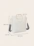 Litchi Embossed Square Bag White Double Handle With Inner Pouch