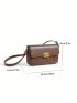 Small Square Bag Brown Flap For Work