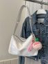 Medium Hobo Bag White Minimalist With Bag Charm