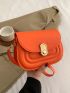 Mini Saddle Bag Orange Fashionable Flap For Daily