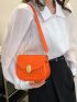 Mini Saddle Bag Orange Fashionable Flap For Daily