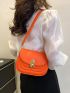 Mini Saddle Bag Orange Fashionable Flap For Daily