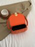 Mini Saddle Bag Orange Fashionable Flap For Daily