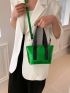 Mini Funky Square Bag Crocodile Embossed Double Handle