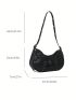 Medium Hobo Bag Crocodile Embossed Studded Decor