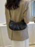 Medium Hobo Bag Crocodile Embossed Studded Decor