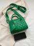 Elegant Style Square Bag Quilted Double Handle With Coin Purse