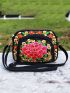 Women's Embroidered Bag, Double Sided Embroidered Canvas Coin Purse, Mobile Phone Bag