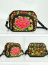 Women's Embroidered Bag, Double Sided Embroidered Canvas Coin Purse, Mobile Phone Bag