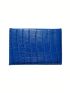 Crocodile Embossed Passport Case Bifold Blue