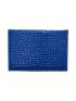 Crocodile Embossed Passport Case Bifold Blue