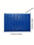 Crocodile Embossed Passport Case Bifold Blue