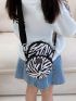 Mini Novelty Bag Zebra Striped Pattern Letter Patch Decor Nylon