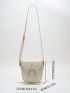 Mini Saddle Bag Beige Buckle Decor For Daily