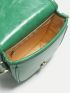 Minimalist Square Bag Mini Buckle Decor Green