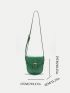 Minimalist Square Bag Mini Buckle Decor Green