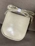 Mini Saddle Bag Beige Buckle Decor For Daily