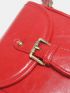 Minimalist Square Bag Mini Buckle Decor Red