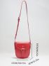 Minimalist Square Bag Mini Buckle Decor Red