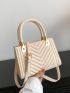 Mini Square Bag Chevron Quilted Double Handle