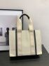 Color Block Shoulder Tote Bag Medium Double Handle