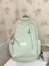 Letter Patch Decor Classic Backpack Medium Green