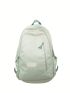 Letter Patch Decor Classic Backpack Medium Green