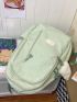 Letter Patch Decor Classic Backpack Medium Green