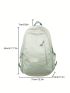 Letter Patch Decor Classic Backpack Medium Green