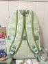 Letter Patch Decor Classic Backpack Medium Green