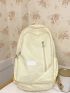 Letter Patch Decor Classic Backpack Medium Green