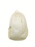 Letter Patch Decor Classic Backpack Medium Green