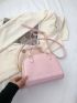Mini Minimalist Dome Bag Zipper Pink Double Handle