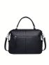 Genuine Leather Satchel Bag Litchi Embossed Minimalist