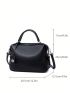 Genuine Leather Satchel Bag Litchi Embossed Minimalist