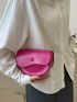 Mini Flap Saddle Bag Button Decor Neon Pink Chain