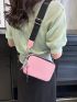 Mini Square Bag Colorblock With Zipper Adjustable Strap