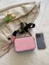 Mini Square Bag Colorblock With Zipper Adjustable Strap