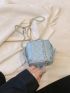 Mini Bucket Bag Quilted Pattern Pocket Decor