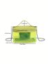 Minimalist Bucket Bag Zipper Neon Green Funky, Clear Bag
