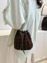 Mini Minimalist Ruched Bag Drawstring Design Brown