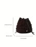 Mini Minimalist Ruched Bag Drawstring Design Brown