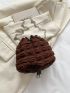 Mini Minimalist Ruched Bag Drawstring Design Brown