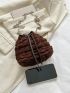 Mini Minimalist Ruched Bag Drawstring Design Brown