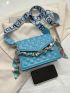 Geometric Pattern Square Bag Twilly Scarf Decor Flap For Daily